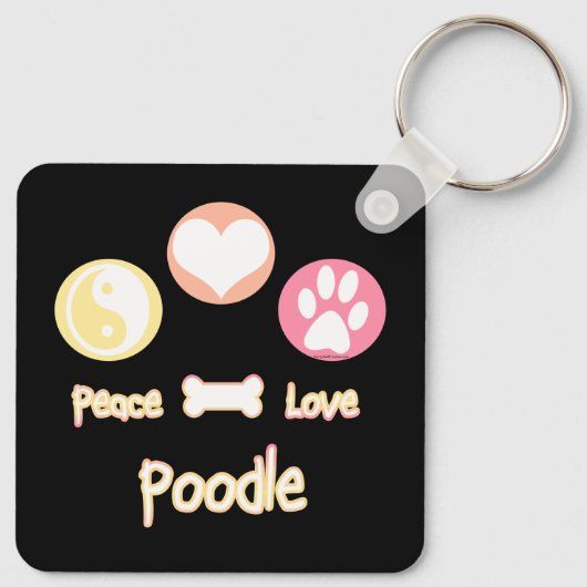 Peace Love Poodle Sleutelhanger (Achterkant)