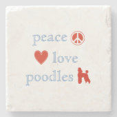 Peace Love Poodles Stone Drink Onderzetter (Voorkant)