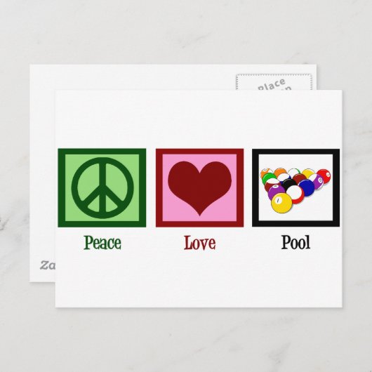 Peace Love Pool | Koelbiljarten Briefkaart (Voorkant / Achterkant)