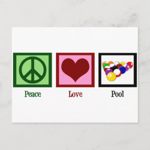 Peace Love Pool   Koelbiljarten Briefkaart
