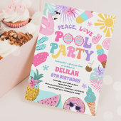Peace Love Pool Party Groovy Summer Pool Birthday Kaart
