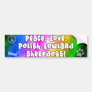 Peace Love Poolse Lowland Sheepdog Bumpersticker