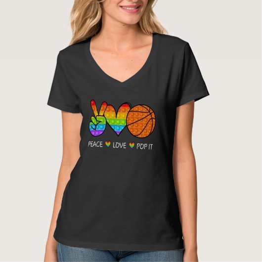 Peace Love Pop It Basketball Fidget T-shirt (Voorkant)