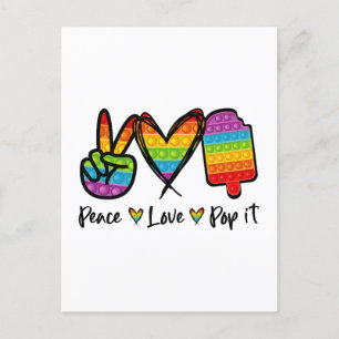 Peace Love Pop It Briefkaarten, Rainbow Pop it Briefkaart
