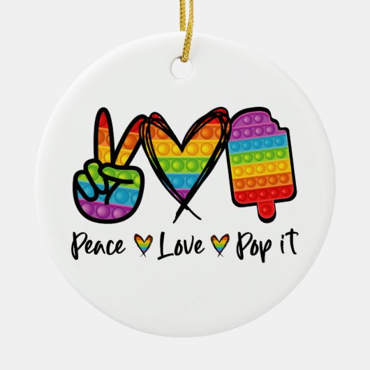 Peace Love Pop it Ornaments, Rainbow Pop it Keramisch Ornament (Voorkant)