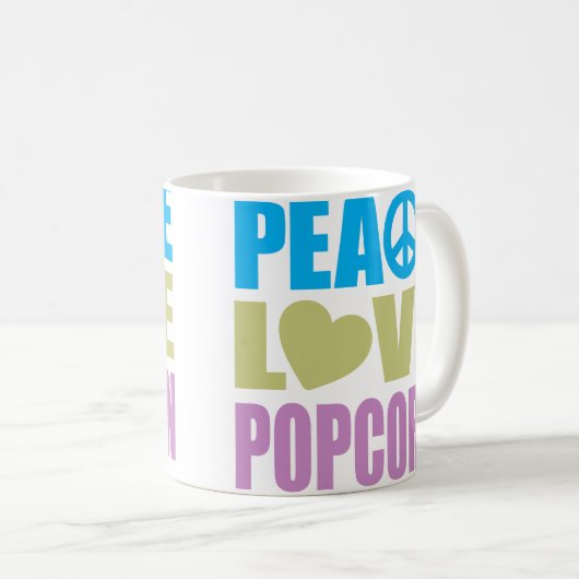 Peace Love Popcorn Koffiemok (Voorkant rechts)