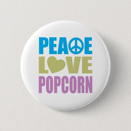 Peace Love Popcorn Ronde Button 5,7 Cm (Voorkant)