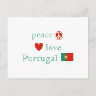 Peace Love Portugal Heart en Portugese vlag Briefkaart