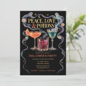 Peace Love & Potions Halloween-feest Kaart (Staand voorkant)