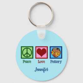 Peace Love Pottery Blue Monogram Sleutelhanger