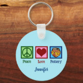 Peace Love Pottery Blue Monogram Sleutelhanger (Voorkant)