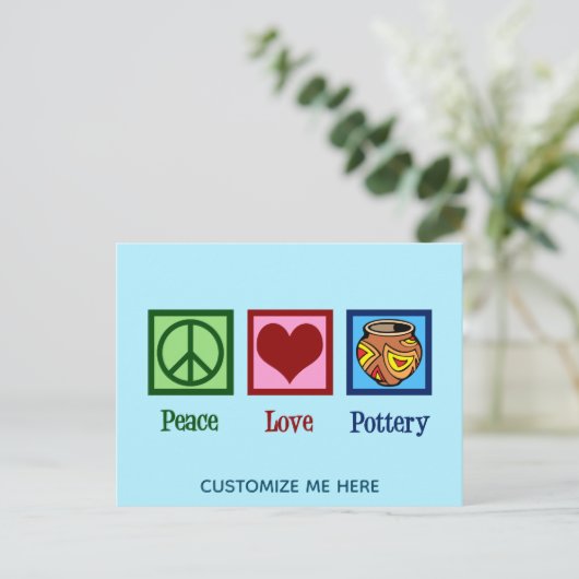Peace Love Pottery Briefkaart (Staand voorkant)