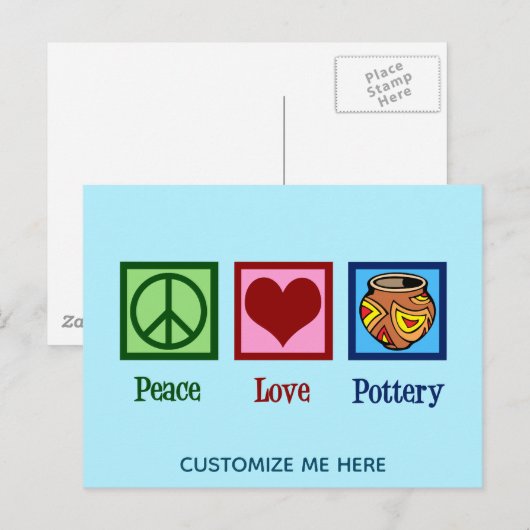 Peace Love Pottery Briefkaart (Voorkant / Achterkant)