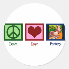 Peace Love Pottery Ronde Sticker