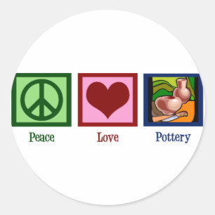 Peace Love Pottery Ronde Sticker