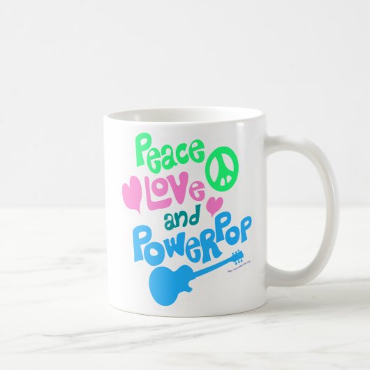 Peace Love Powerpop Epic Fun Music Slogan Koffiemok (Rechts)