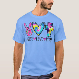Peace Love Pray Tie Dye Christelijk Cross Christel T-shirt