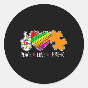 Peace Love Pre-K Autism Awareness - 100 dagen smar Ronde Sticker