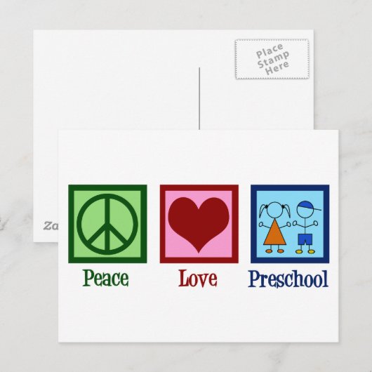 Peace Love Preschool Briefkaart (Voorkant / Achterkant)