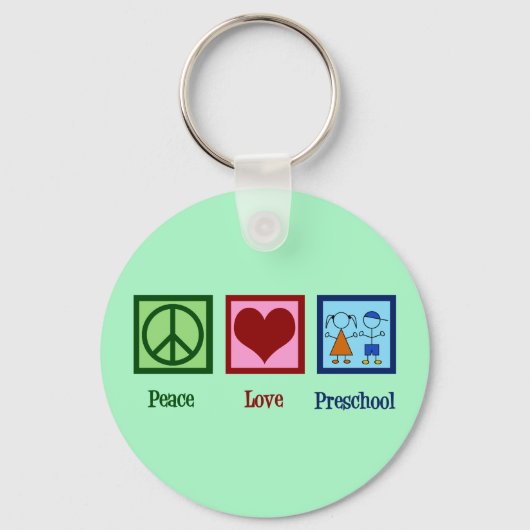 Peace Love Preschool Teacher Sleutelhanger (Voorkant)