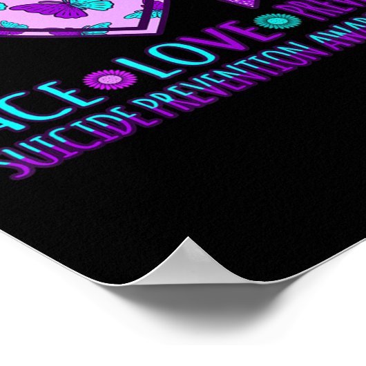 Peace Love Prevention Happy Suicide Awareness Grag Poster (Hoek)