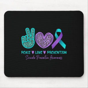 Peace Love Prevention Suicide Awareness Blauwgroen Muismat