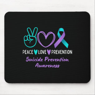 Peace Love Prevention Suicide Awareness Blauwgroen Muismat