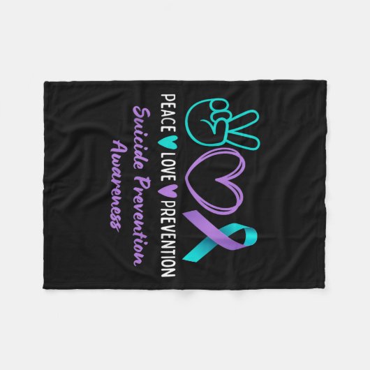 Peace Love Prevention Suicide Awareness Teal Purpl Fleece Deken (Voorkant (Horizontaal))