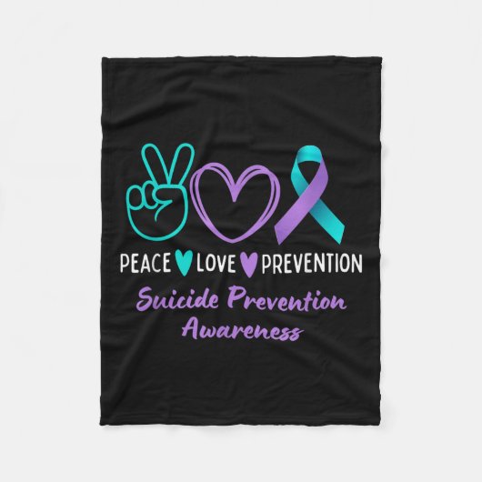 Peace Love Prevention Suicide Awareness Teal Purpl Fleece Deken (Voorkant)