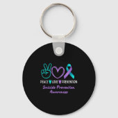 Peace Love Prevention Suicide Awareness Teal Purpl Sleutelhanger (Voorkant)