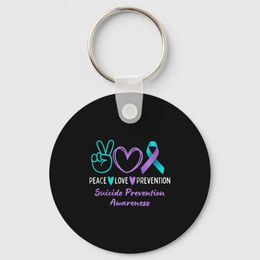 Peace Love Prevention Suicide Awareness Teal Purpl Sleutelhanger (Voorkant)