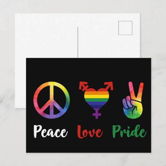 Peace Love Pride Briefkaart (Voorkant / Achterkant)