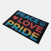 Peace Love Pride Rainbow Gay Pride Zwart Deurmat (Schuin)