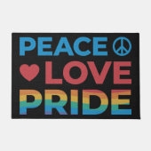 Peace Love Pride Rainbow Gay Pride Zwart Deurmat (Voorkant)