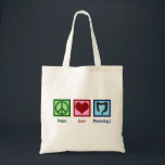 Peace Love Proctology Tote Bag<br><div class="desc">Een coole proctoloog cadeau voor een colorectale chirurg die proctologische patiënten in hun bedrijf of praktijk behandelt. Dit colorectale chirurgische ontwerp kenmerkt een vredesteken,  hart en menselijke colon. Peace Love-technologie.</div>