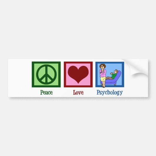 Peace Love Psychology Bumpersticker (Voorkant)