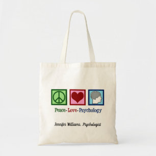Peace Love Psychology Cute Psycholoog Custom Tote Bag