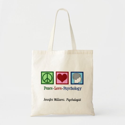 Peace Love Psychology Cute Psycholoog Custom Tote Bag (Voorkant)
