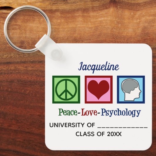 Peace Love Psychology Major Cute Custom Afstuderen Sleutelhanger (Voorkant)