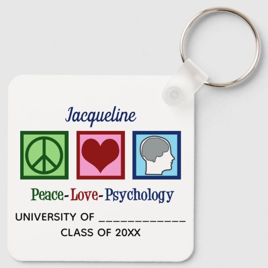 Peace Love Psychology Major Cute Custom Afstuderen Sleutelhanger (Achterkant)