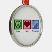 Peace Love Psychology Metalen Ornament (Rechts)