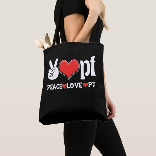 Peace Love PT Physical Therapist Therapise Tote Bag (Dichtbij)