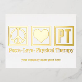 Peace Love PT Physical Therapy Custom Gold Folie Feestdagen Briefkaart