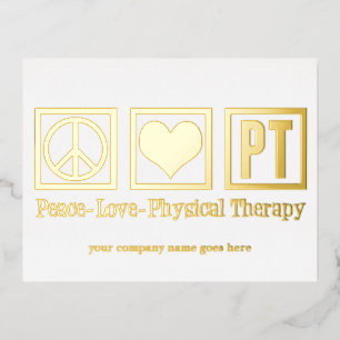 Peace Love PT Physical Therapy Custom Gold Folie Feestdagen Briefkaart