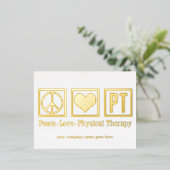 Peace Love PT Physical Therapy Custom Gold Folie Feestdagen Briefkaart (Staand Voorkant)