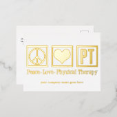 Peace Love PT Physical Therapy Custom Gold Folie Feestdagen Briefkaart (Voorkant / Achterkant)