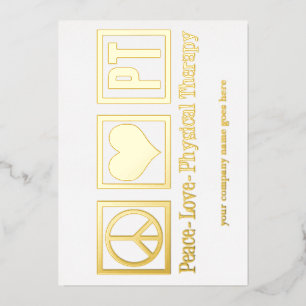 Peace Love PT Physical Therapy Custom Gold Folie Feestdagenkaart