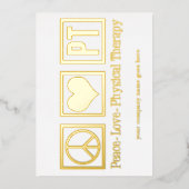 Peace Love PT Physical Therapy Custom Gold Folie Feestdagenkaart (Voorkant)