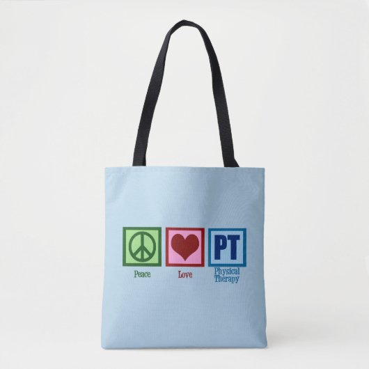 Peace Love PT Physical Therapy Tote Bag (Voorkant)
