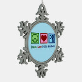 Peace Love Public Relations Tin Sneeuwvlok Ornament (Links)